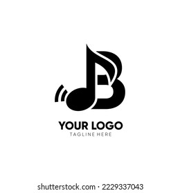 Initial B Music Note Logo Design Icon Vector Graphic Illustration