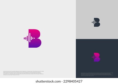 Initial B with negative beat voice equalizer icon template flat style Modern creative logo template
