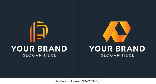 Colección inicial de logotipos de letras B P. Logo único, exclusivo, elegante, profesional, limpio, sencillo y moderno