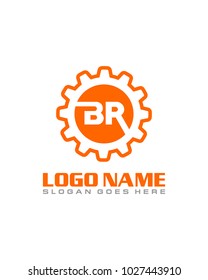 Initial B & R gear logo template vector