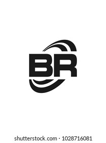 initial B R swoosh ring company logo black