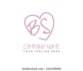 Initial B S with love logo template vector