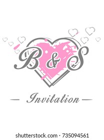 Initial B & S wedding invitation logo template vector