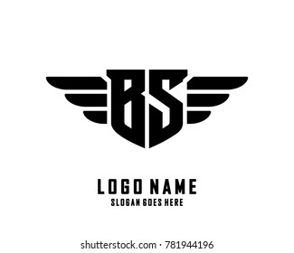 Initial B & S wing logo template vector