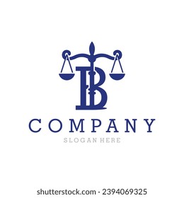 Initial B Scale Justice Logo design template, monogram logo for law firm with scale vector design