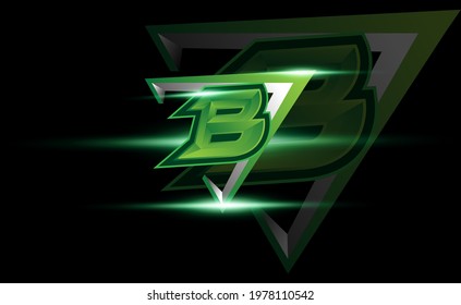 Initial B with shield, vector initial letter monogram for esport, twitch and gaming logo template