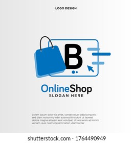 Initial B Shop Logo designs Template. Illustration vector graphic of letter B and shop bag combination logo design concept. Perfect for Ecommerce,sale, discount or store web element. Company emblem