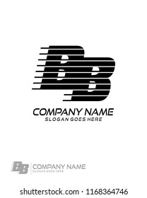 Initial B B speed line logo template vector