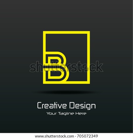 Initial B Square Framed Letter Logo Design Vector with Black and Yellow Colors