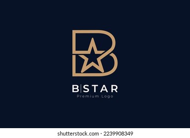 Initial B Star Logo, Letter B with star combination, usable for brand and business logos, flat design logo template, vector illustration