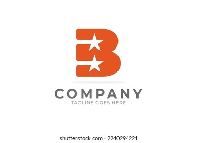 Initial B Star Logo, Letter B with star inside ,usable for brand and business logos, flat design logo template, vector illustration