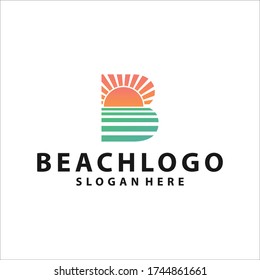 Initial B and sunset logo design inspiration. Vector illustration.