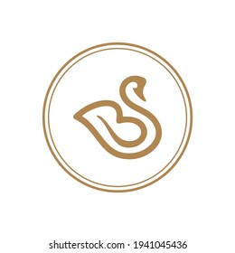 initial B and swan logo or icon. EPS 10