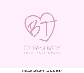 Initial B T with love logo template vector