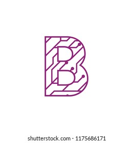 Initial B with technology logo concepts template vector