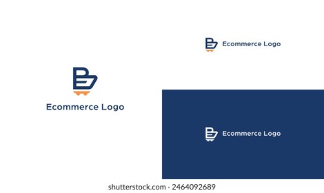 initial B trolley shape logo template for ecommerce business company