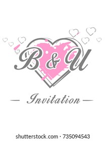Initial B & U wedding invitation logo template vector