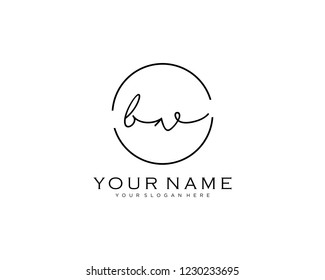 initial B V handwriting logo vector