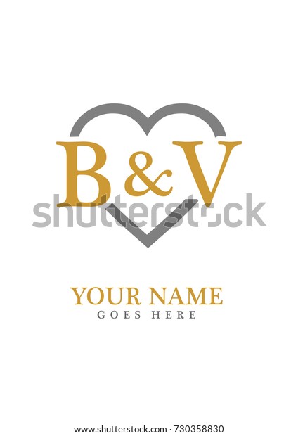 Initial B V Love Background Logo Stock Vector Royalty Free