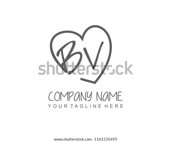 Initial B V Love Logo Template Stock Vector Royalty Free