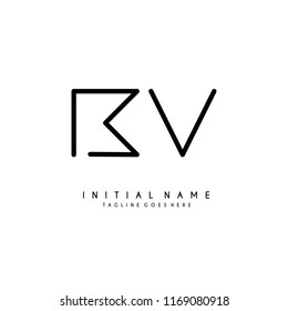 Initial B V minimalist modern logo identity vector