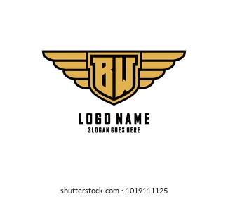 Initial B & W wing shield logo template vector