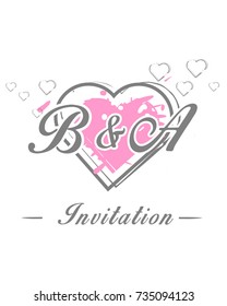 Initial B & A wedding invitation logo template vector