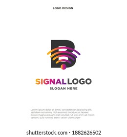 comunicación de conexión inalámbrica B inicial creativa plantilla de logotipo vector ilustración