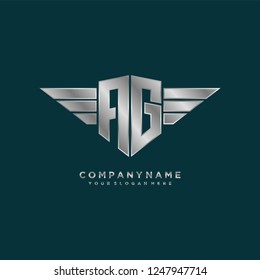 Initial A B wing logo template vector