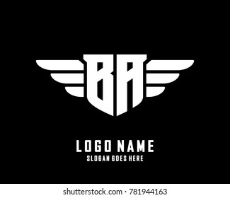 Initial B & A wing logo template vector