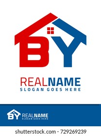 Initial B & Y real estate logo template vector