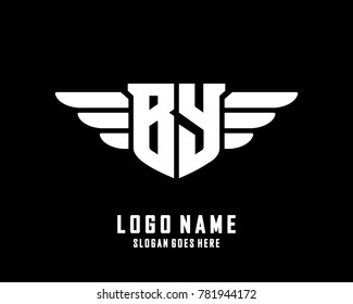 Initial B & Y wing logo template vector