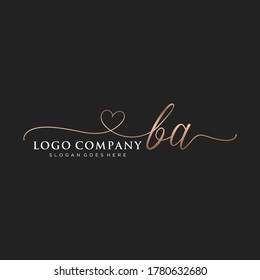 Initial BA beauty monogram and elegant logo design, handwriting logo of initial signature, wedding, fashion, floral and botanical with creative template.	
