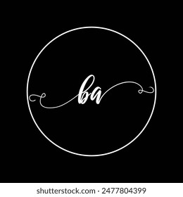 Initial BA letter handwriting monogram simple luxury