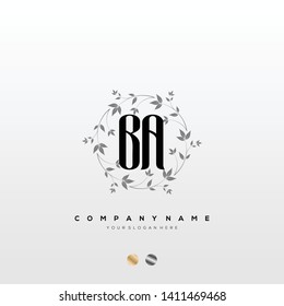 Initial BA letter luxury beauty flourishes ornament monogram logo - Vector