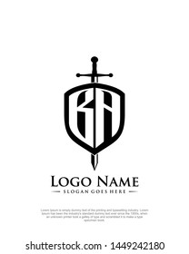 initial BA letter with shield style logo template vector