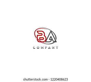 initial BA letter swoosh ring corporate red gray logo