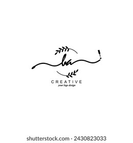 Initial BA logo handwriting botanical branding typography