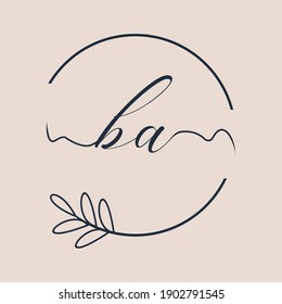 Initial BA logo Handwriting floral and botanical vector