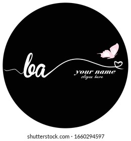 Initial BA logo handwriting vector butterfly illustration	