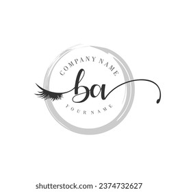 Initial BA monogram eye and eyelash handwriting