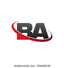 initial BA swoosh ring company logo red black
