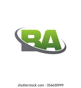 initial BA swoosh ring company logo green gray