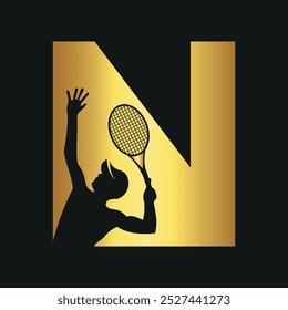 Initial Badminton Logo combine with letter N vector template