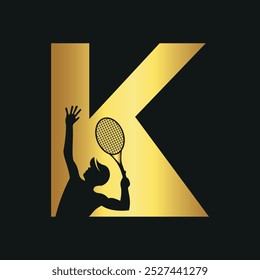 Logotipo inicial Badminton combinar com modelo de vetor letra K