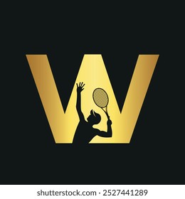 Initial Badminton Logo combine with letter W vector template