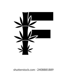 Initial Bamboo Logo combine with letter F vector template