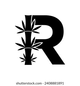 Initial Bamboo Logo combine with letter R vector template