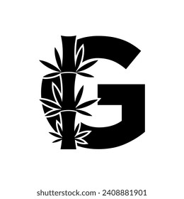 Initial Bamboo Logo combine with letter G vector template