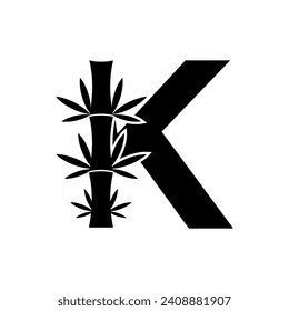 Initial Bamboo Logo combine with letter K vector template